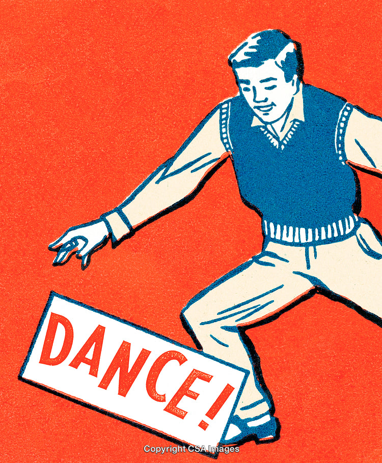 Retro Illustration of a Dancing Man with a Colorful Design