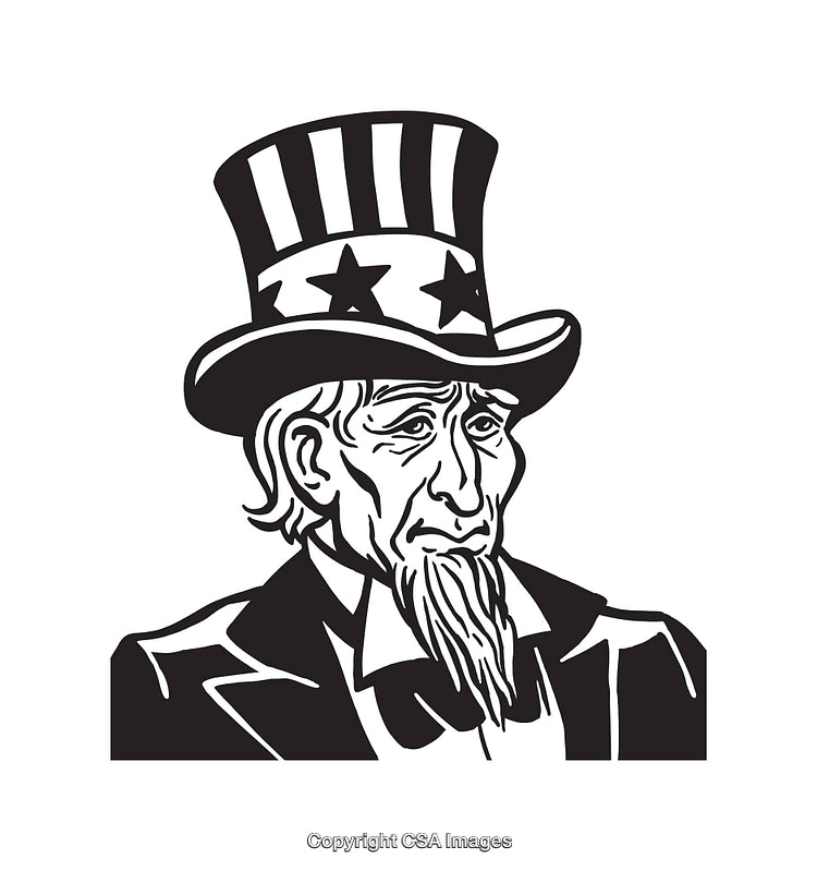 Black and White Line Art of Patriotic Illustration in Classic Style