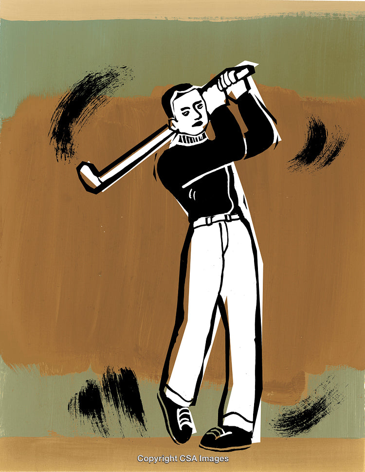 Man Swinging Golf Club