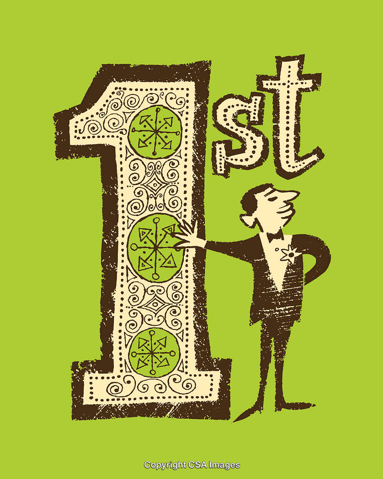 Illustrated Celebration of First Place Achievement with Artistic Number Design