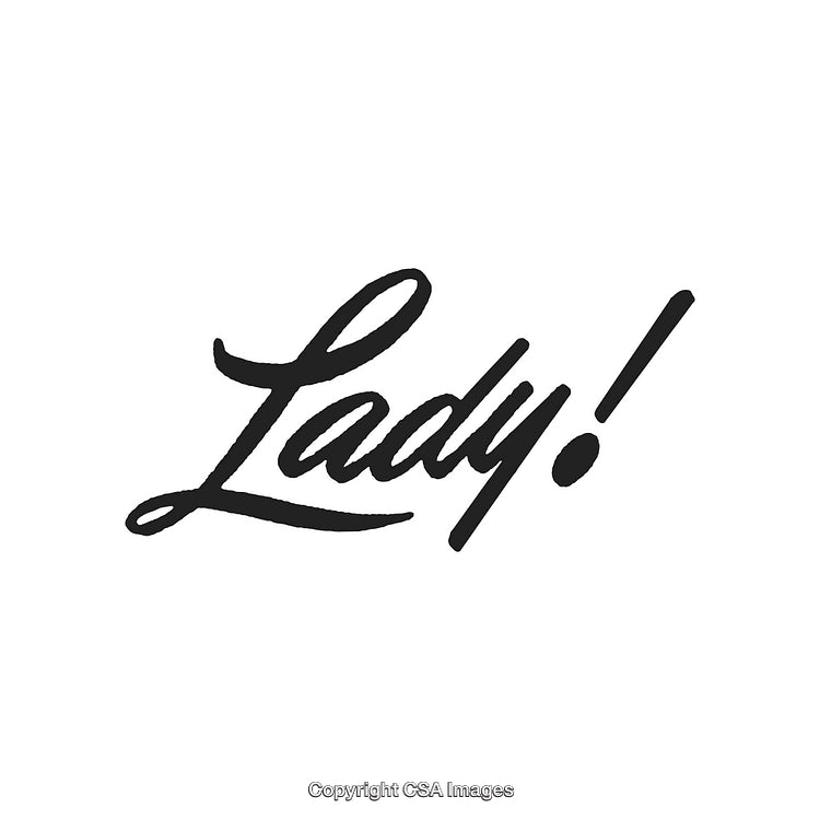 Elegant Brush Style Lettering of the Word Lady on White Background
