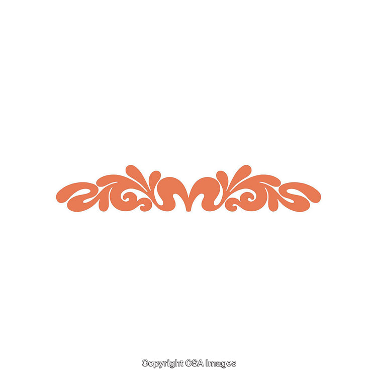 Orange Floral Decorative Border Isolated on White Background