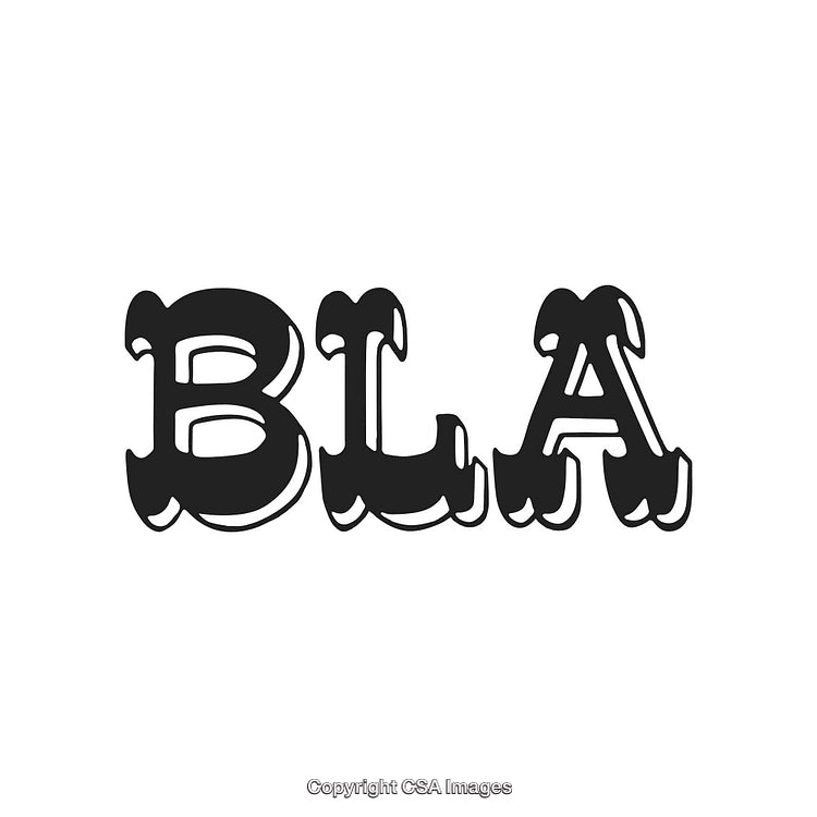 Black Stylized Font Rendering of the Word Bla on a White Background