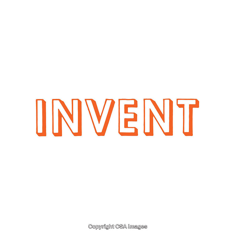 Bright Orange Text Displaying the Word 'Invent' with Creative Style