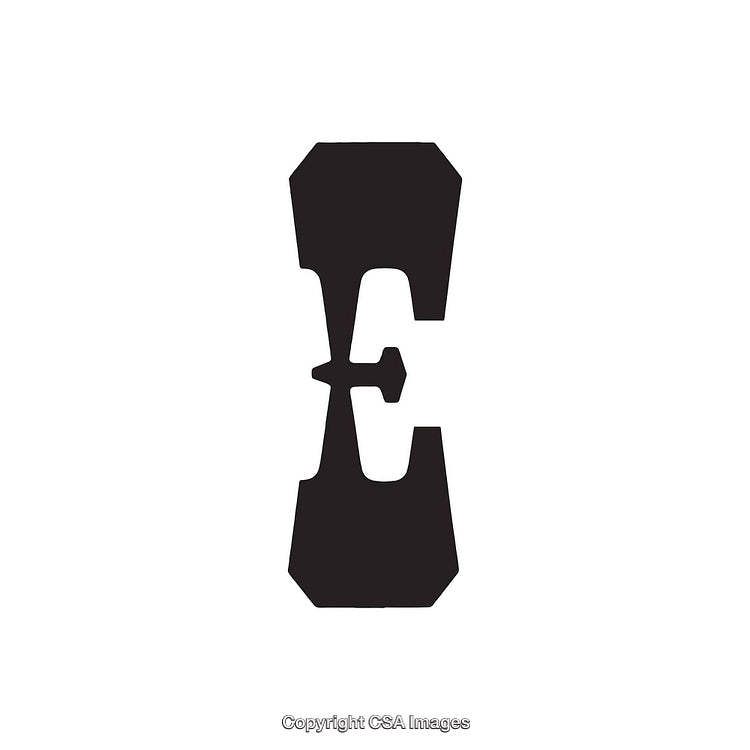 Abstract Black Letter E on White Background