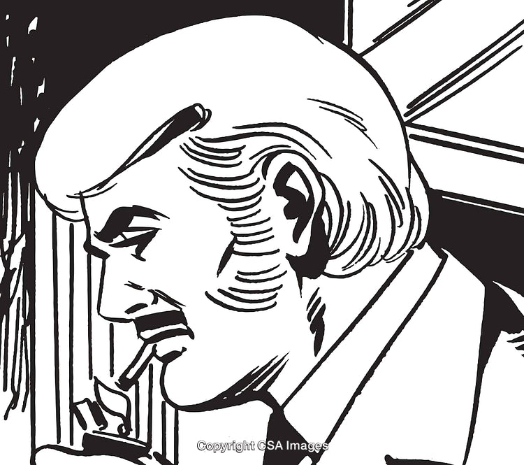 Retro Styled Male Smoking Illustration with Classic Cartoon Details