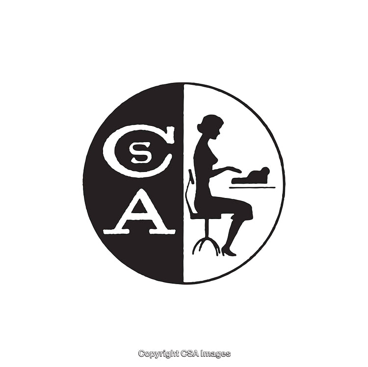 Black and White Line Art of Office Work Concept with Typing
