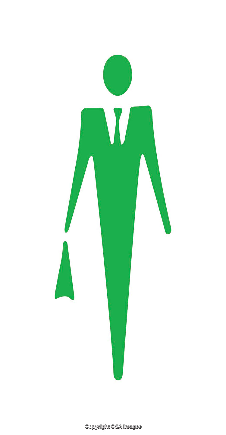 Green Businessman Silhouette Icon in Minimalist Design on White Background