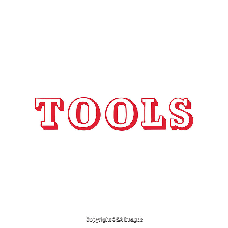 Bold Red Text Displaying the Word Tools on White Background