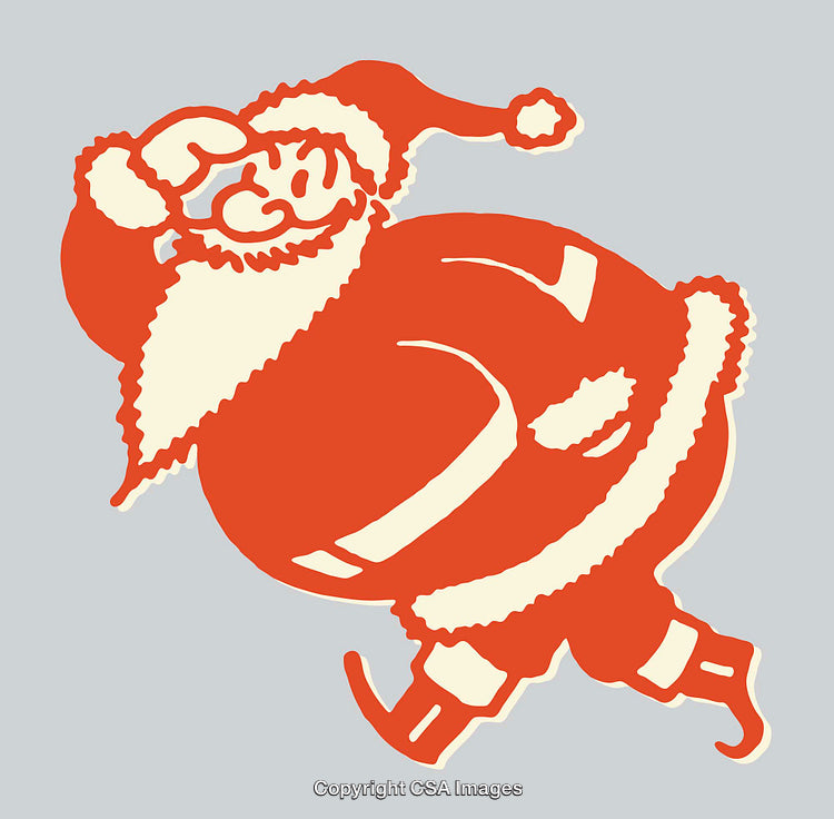 Vintage Illustration of Jolly Santa Claus in Red and White