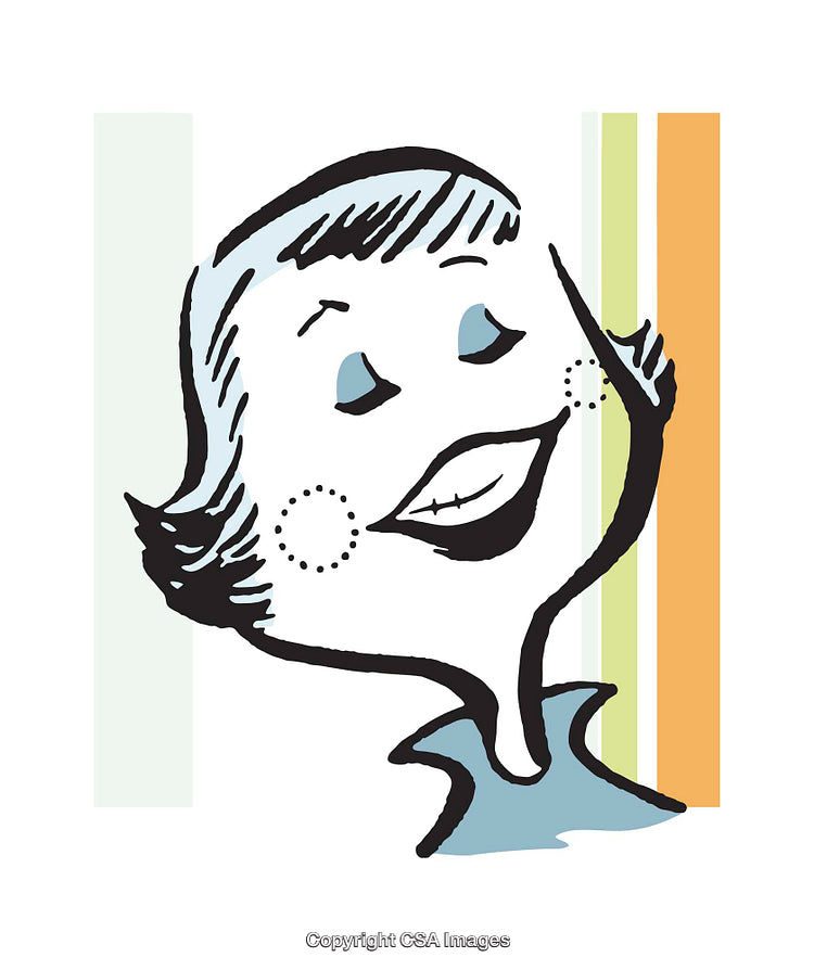 Retro Style Illustration of Woman's Facial Expression with Color Accents