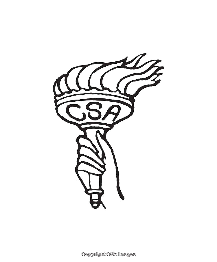 Hand-Drawn Torch Illustration Featuring Bold CSA Lettering and Flame Details