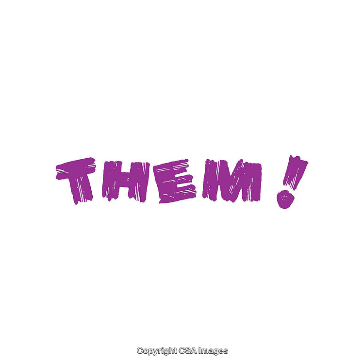 Bold Purple Text 'Them!' on a White Background for Artistic Design
