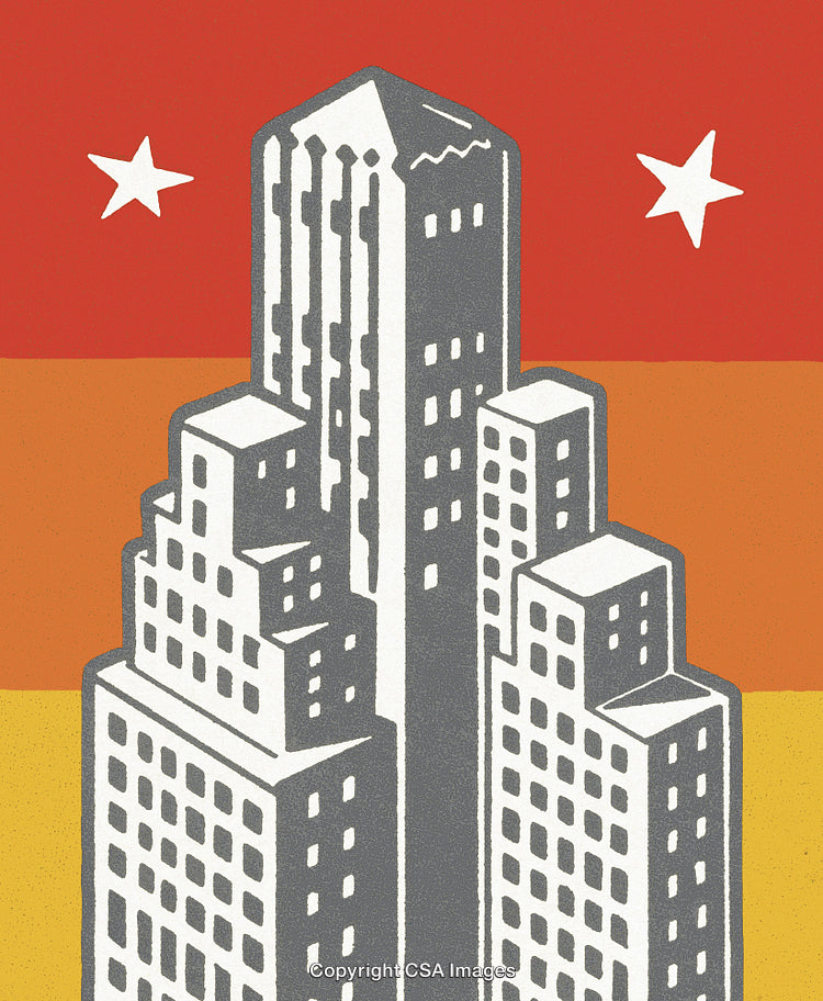 Abstract Cityscape Illustration With Modern Architecture and Stars