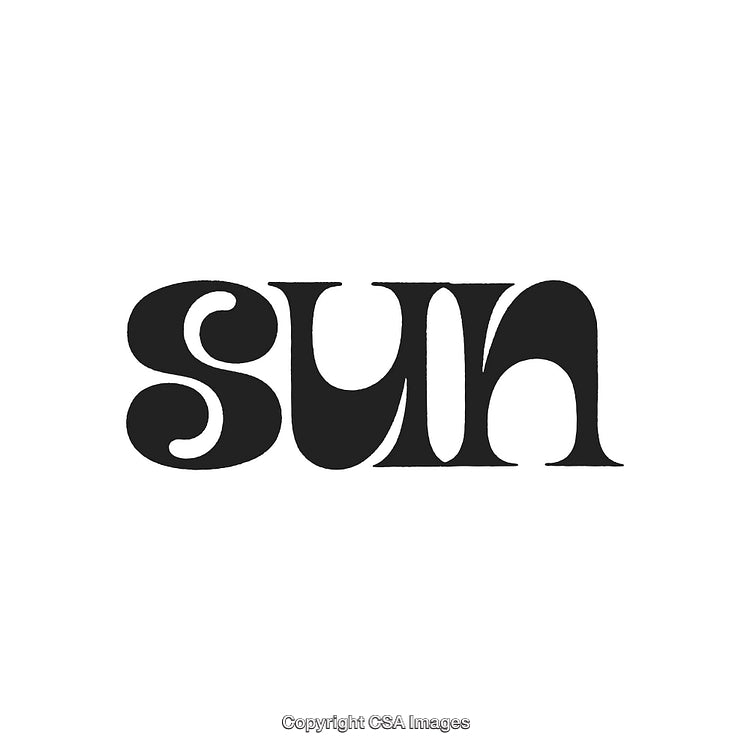 Retro Black Typography Artwork Showcasing the Word Sun in Bold Display