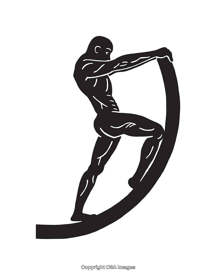 Dynamic Black and White Illustration of a Man in Motion