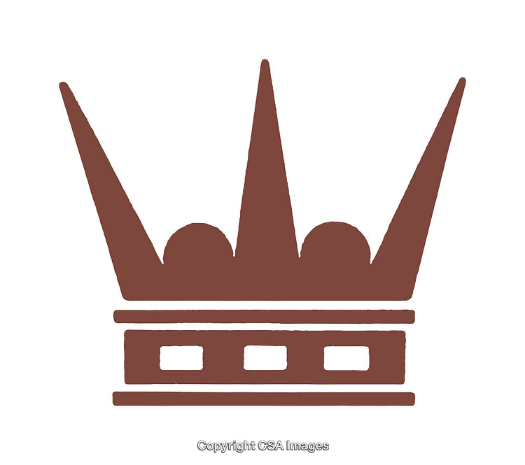 Minimalist Brown Crown Icon with a Geometric Design on White