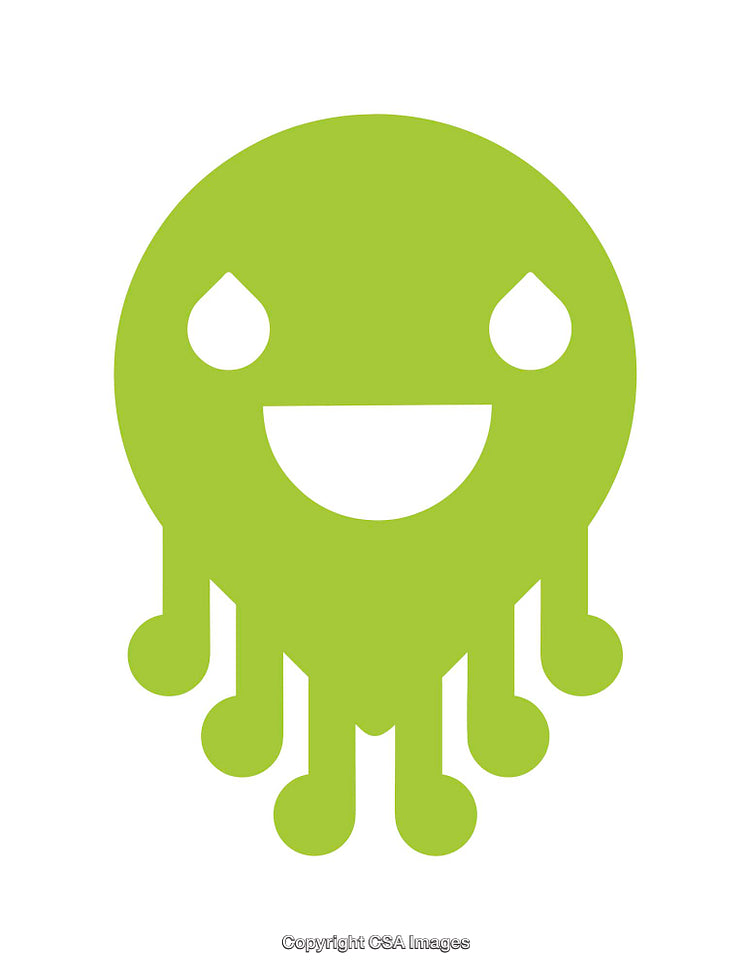 Simple Green Smiley Icon Featuring a Unique Dripping Design