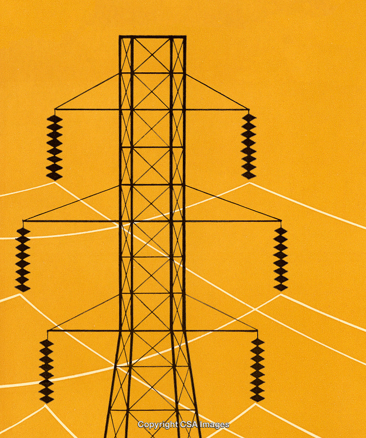 Abstract Design Featuring Electric Tower on Orange Background