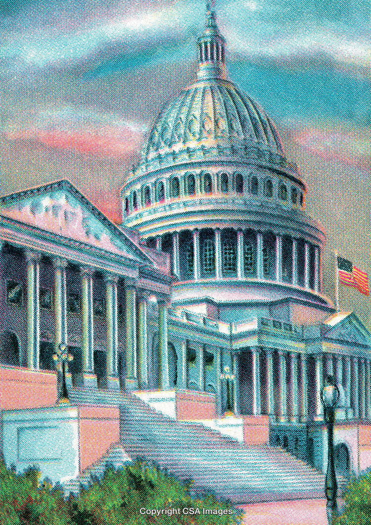 Architectural Drawing Depicting Iconic Capitol Building with Steps and Columns