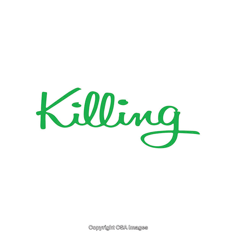 Simple Green Typography with the Word 'Killing' in Cursive Style