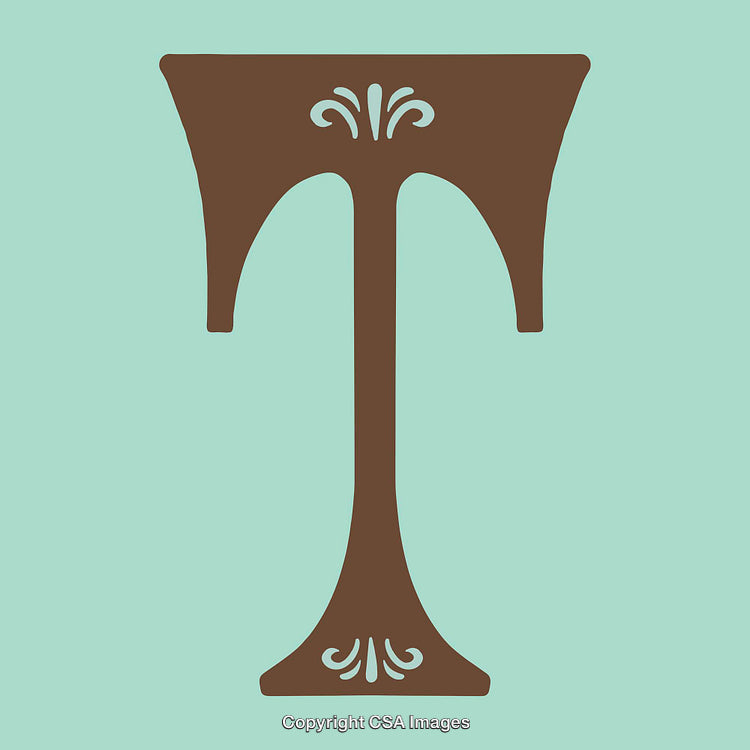 Elegant Decorative Letter T in Ornate Style on Light Background