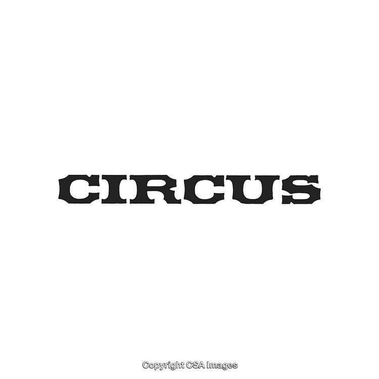 Vintage Black Letterpress Typography Word 'Circus' on White Background