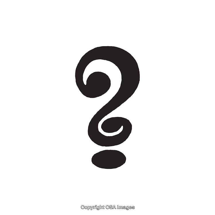 Artistic Stylized Swirl Symbol Resembling a Question Mark on White Background