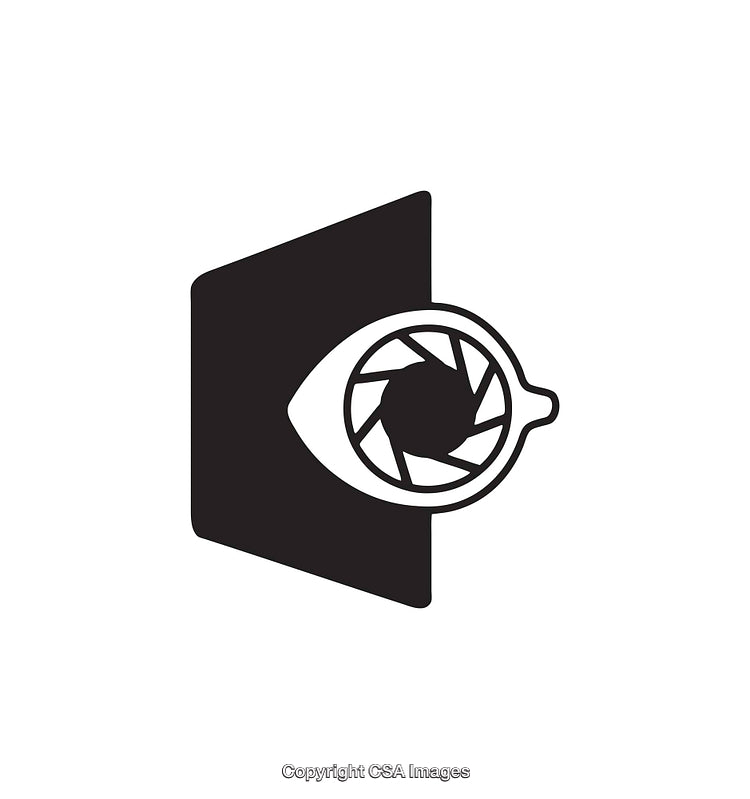 Minimalist Black and White Icon Representing Vision and Focus