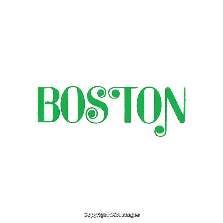 Elegant Green Text Design Featuring the Word Boston on a White Background