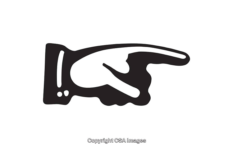 Vintage Black and White Pointing Hand Icon Illustration