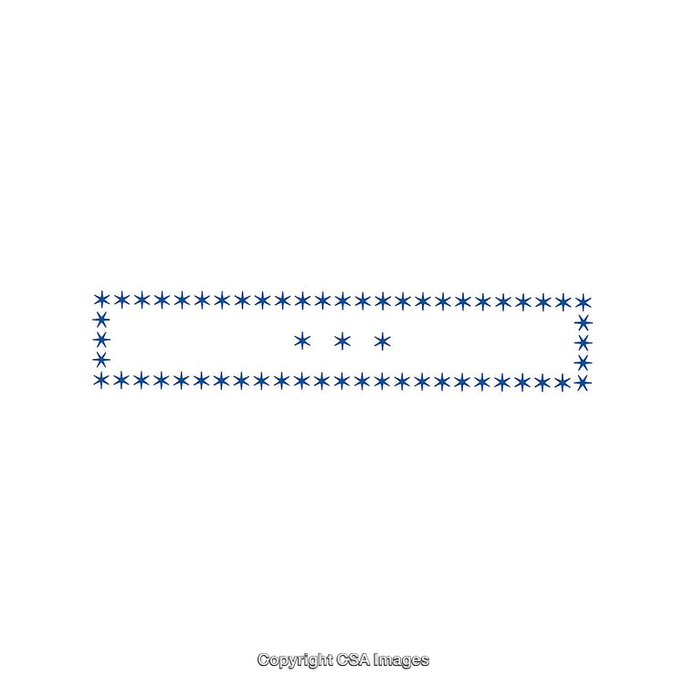 Blue Asterisk Star Design With Rectangular Border Pattern on White