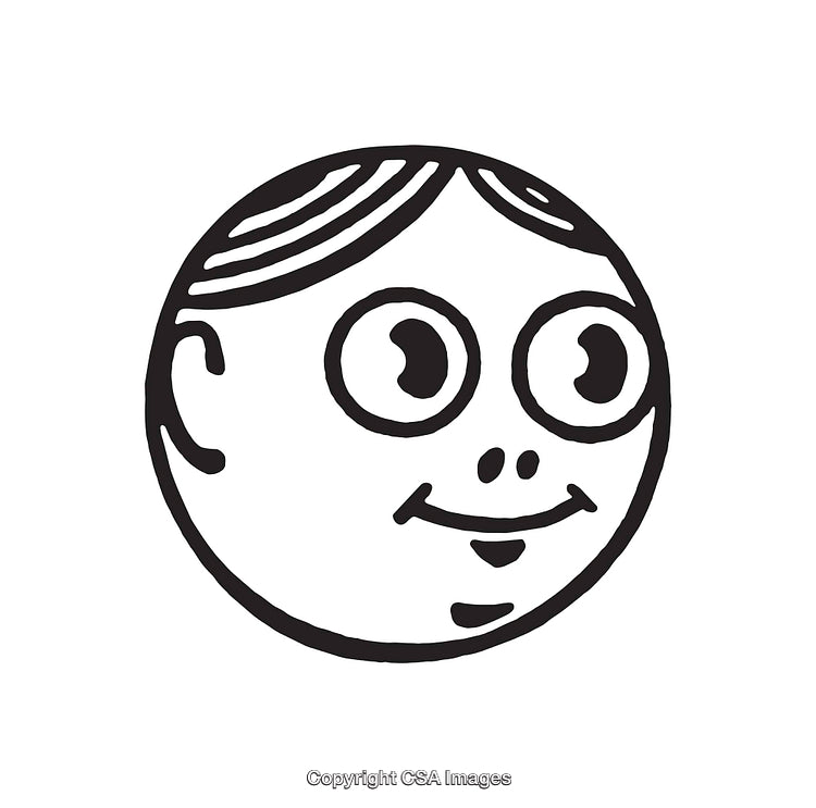 Simple Black And White Smiling Face Line Art Illustration