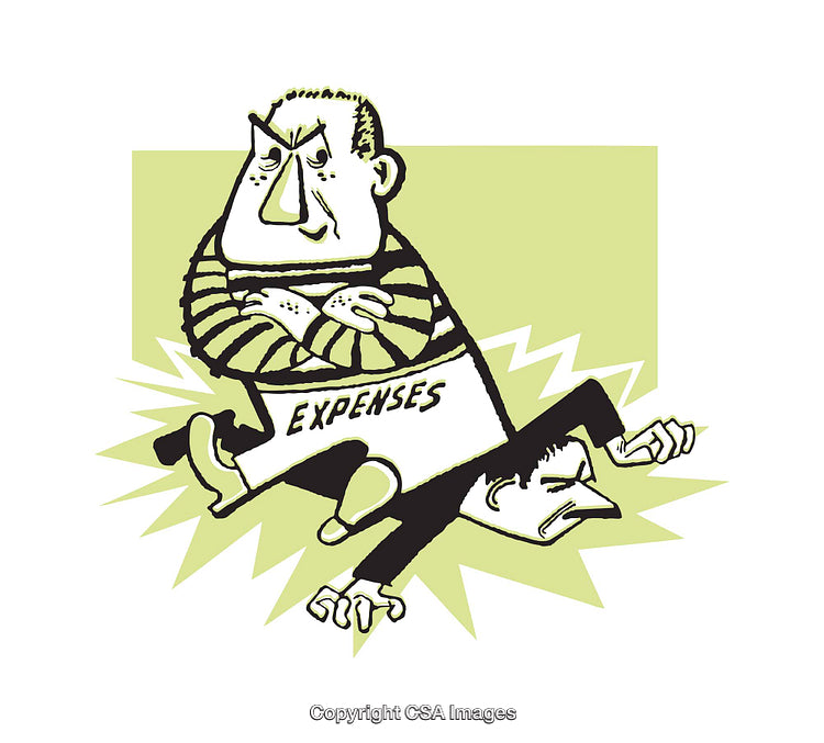 Creative Illustration of Expenses Weighting Down an Individual