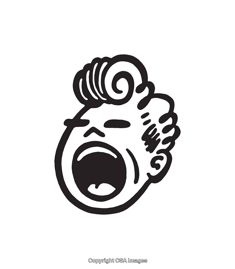 Expressive Black and White Line Art of a Person Screaming in Emotion