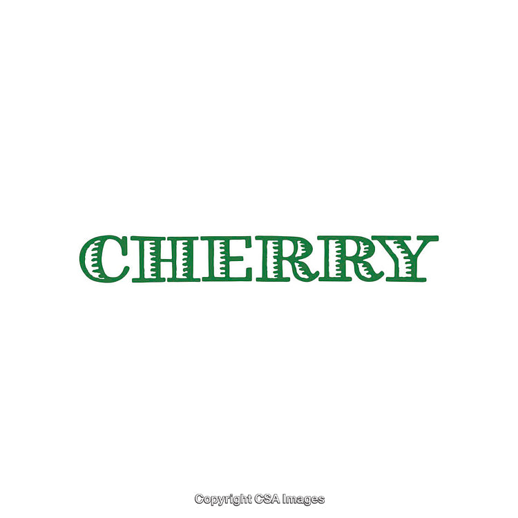 Green Stylized Text Illustration Featuring the Word Cherry on White Background