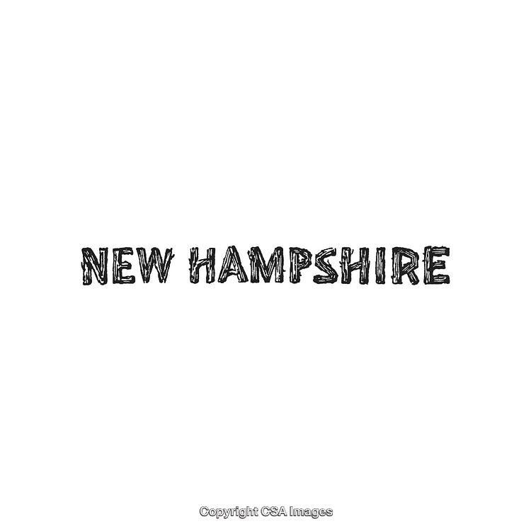 New Hampshire Typography in Black Doodle Font on White Background