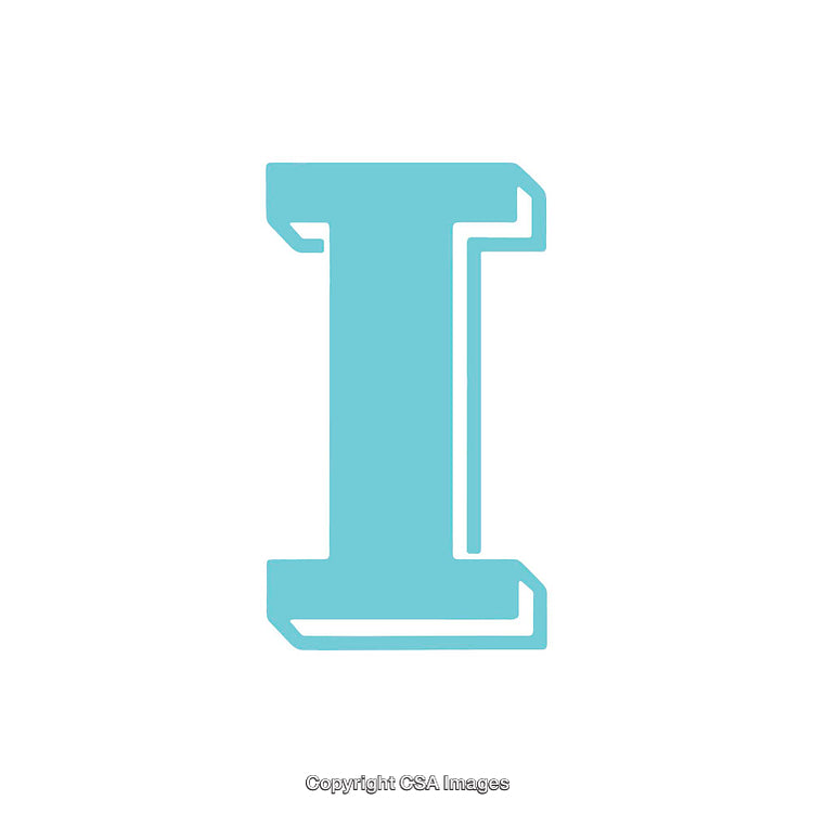 Sky Blue Letter I with Stylish Design Isolated on White Background