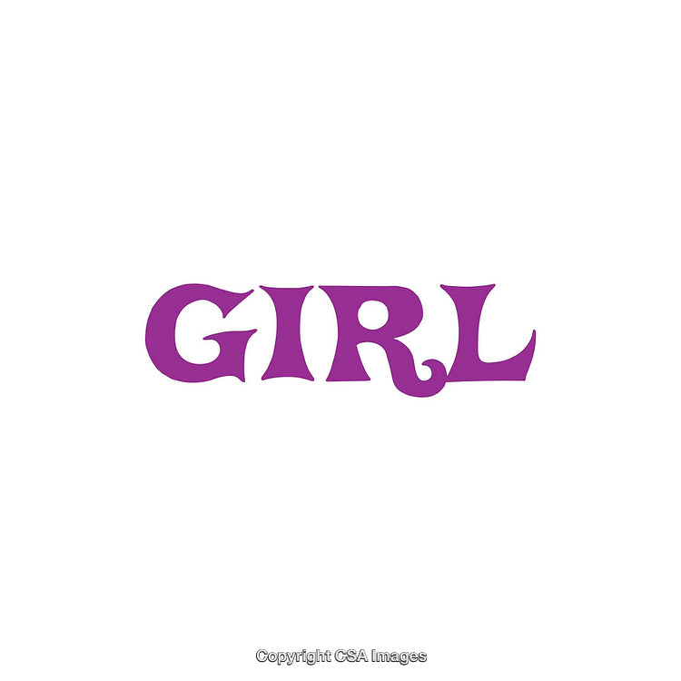Purple Cursive 'Girl' Text on White Background Illustration