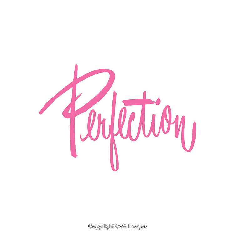 Pink Calligraphic Typography Artwork Displaying the Word 'Perfection' on White Background