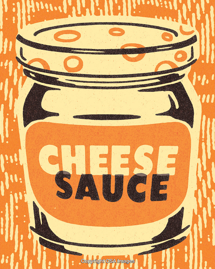 Vintage Styled Illustration of a Jar of Cheese Sauce with Texture