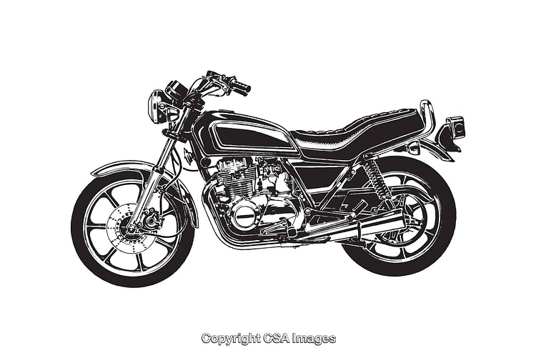 Vintage Motorcycle Black and White Illustration for Print and Design Projects