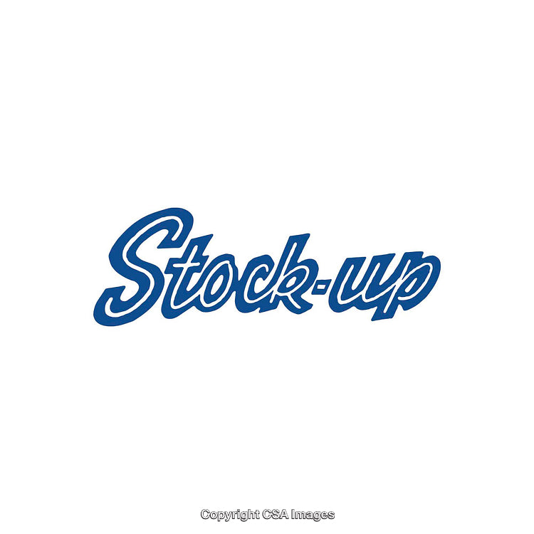 Bold Text Logo Featuring 'Stock-Up' in Blue on a White Background