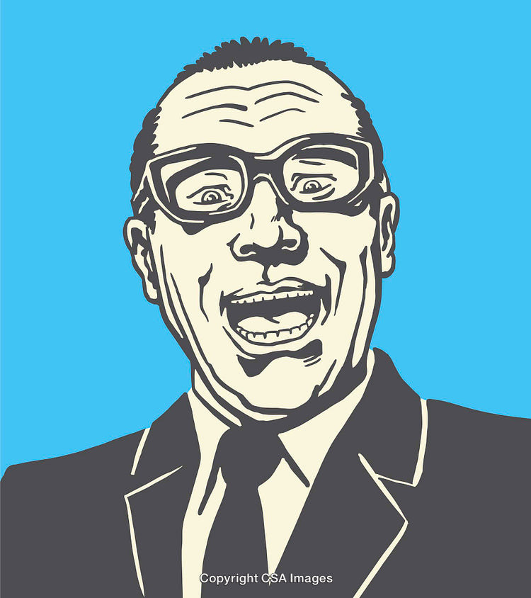 Colorful Retro Illustration of Excited Man in Vintage Comic Book Style