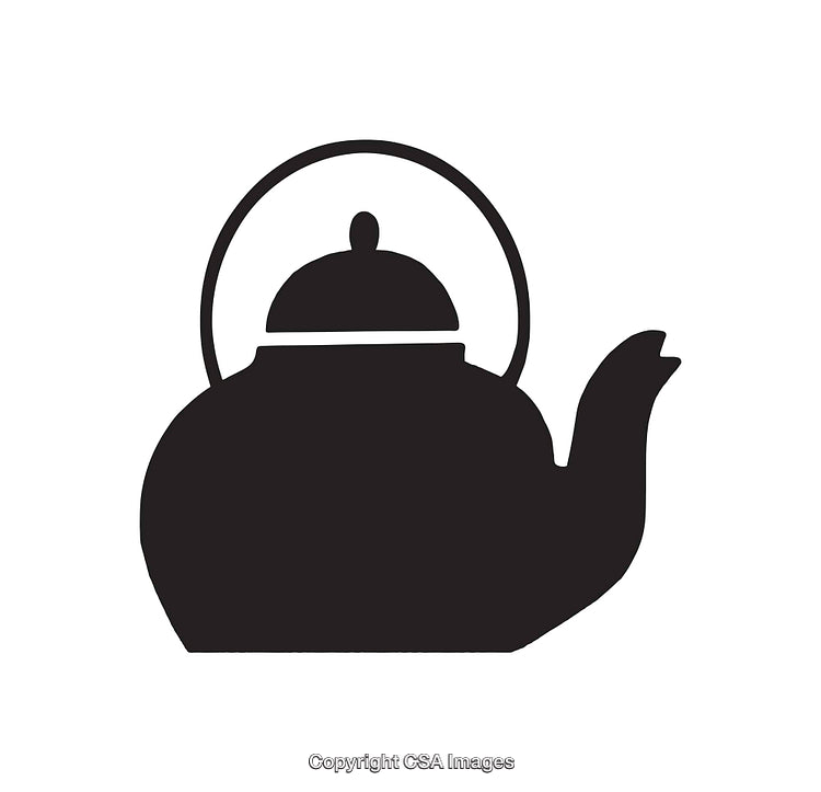 Classic Black and White Teapot Silhouette Line Art Illustration
