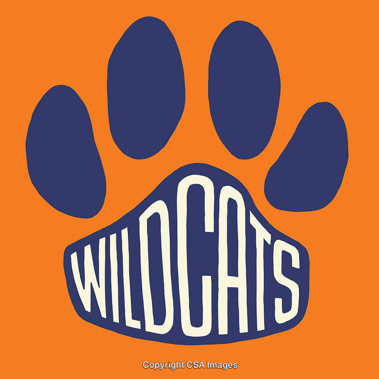 Wildcat Paw Print Design With Bold Orange and Blue Colors