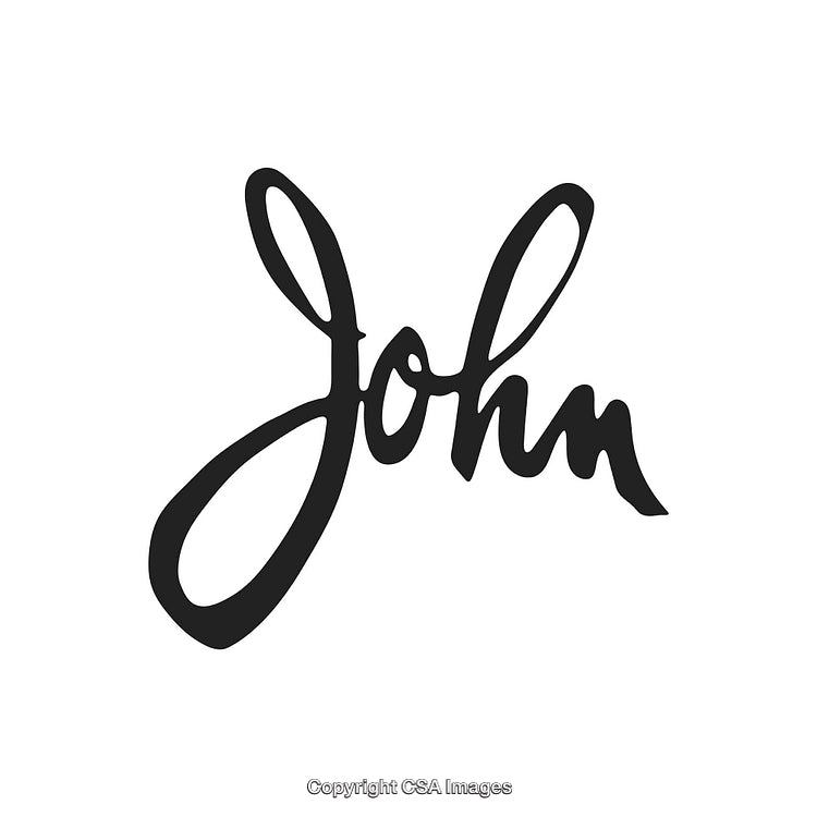 Elegant Handwritten Name 'John' in Black Script on White Background
