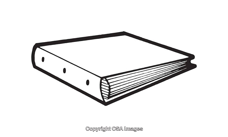 Black and White Line Art Illustration of a Ring Binder Notebook