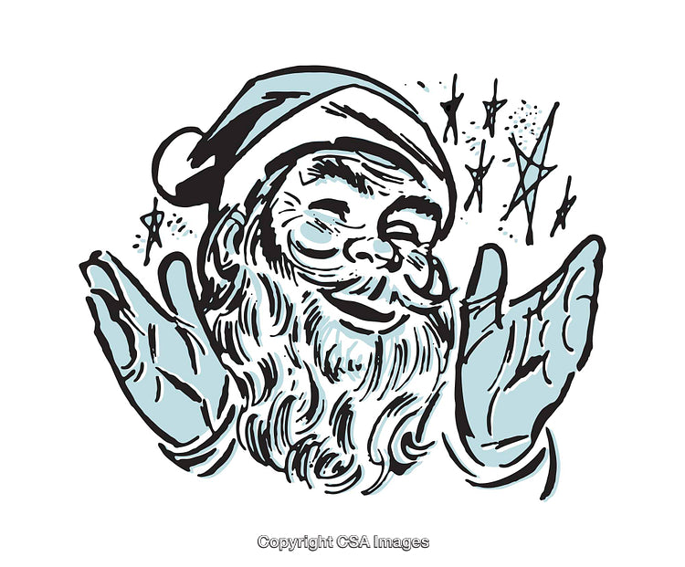 Vintage Illustration of Santa Claus with Stars and Festive Theme