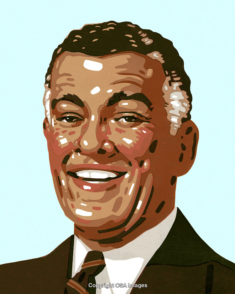 Colorful Illustration of Smiling Man in Paint by Number Artwork Style